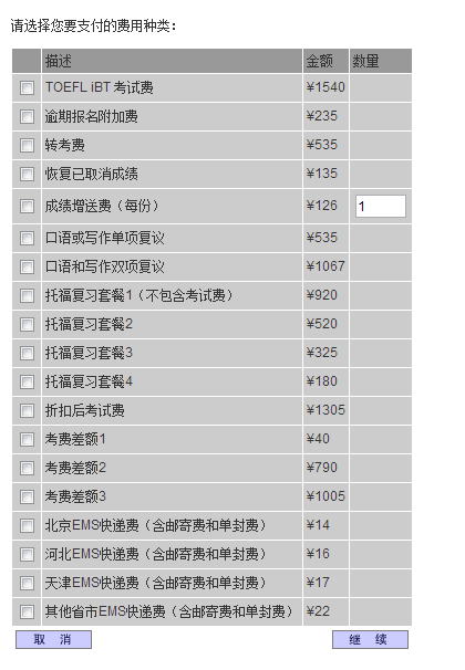 2015托福考试费用